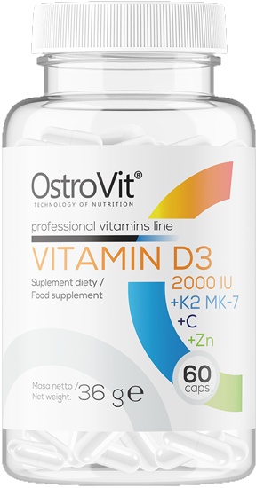 Витамины Ostrovit Vitamin D3 2000 IU+K2 MK7+VC+ZINC 60cap