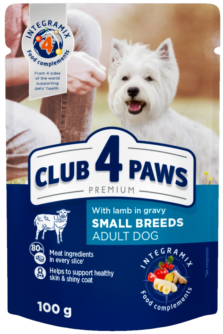 Влажный корм для собак Клуб4лапы Adult Dog Small Breeds with Lamb in Gravy 0.1kg 24pcs