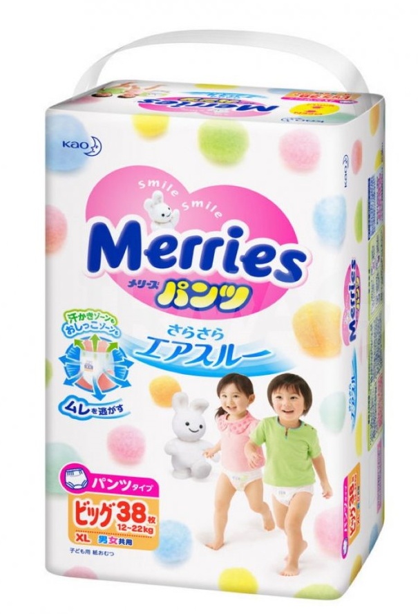 Scutece Merries Diapers-Panties Universal XL 38pcs