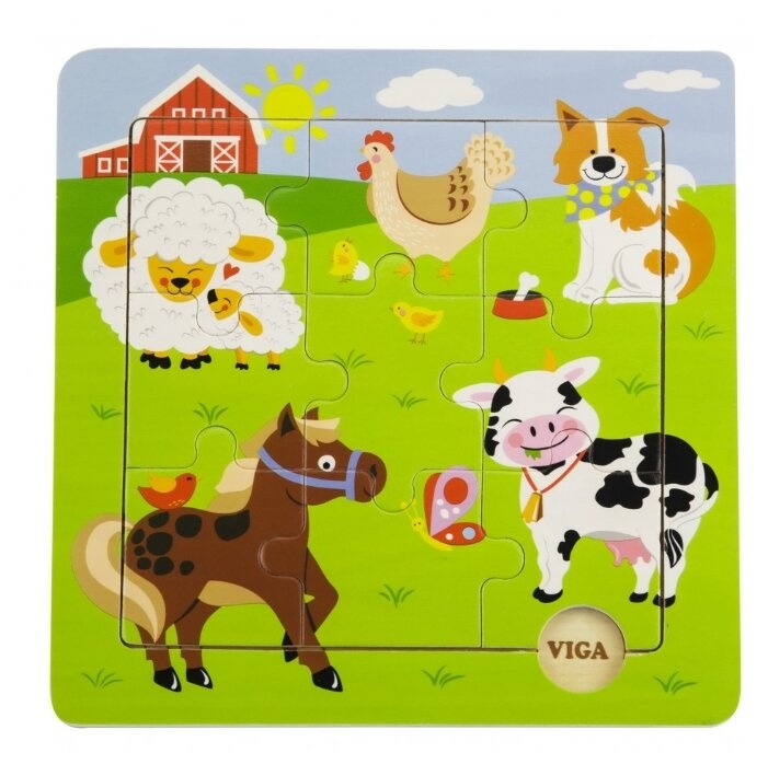 Puzzle Viga 9 Discovery Puzzles Farm Animals (50837)