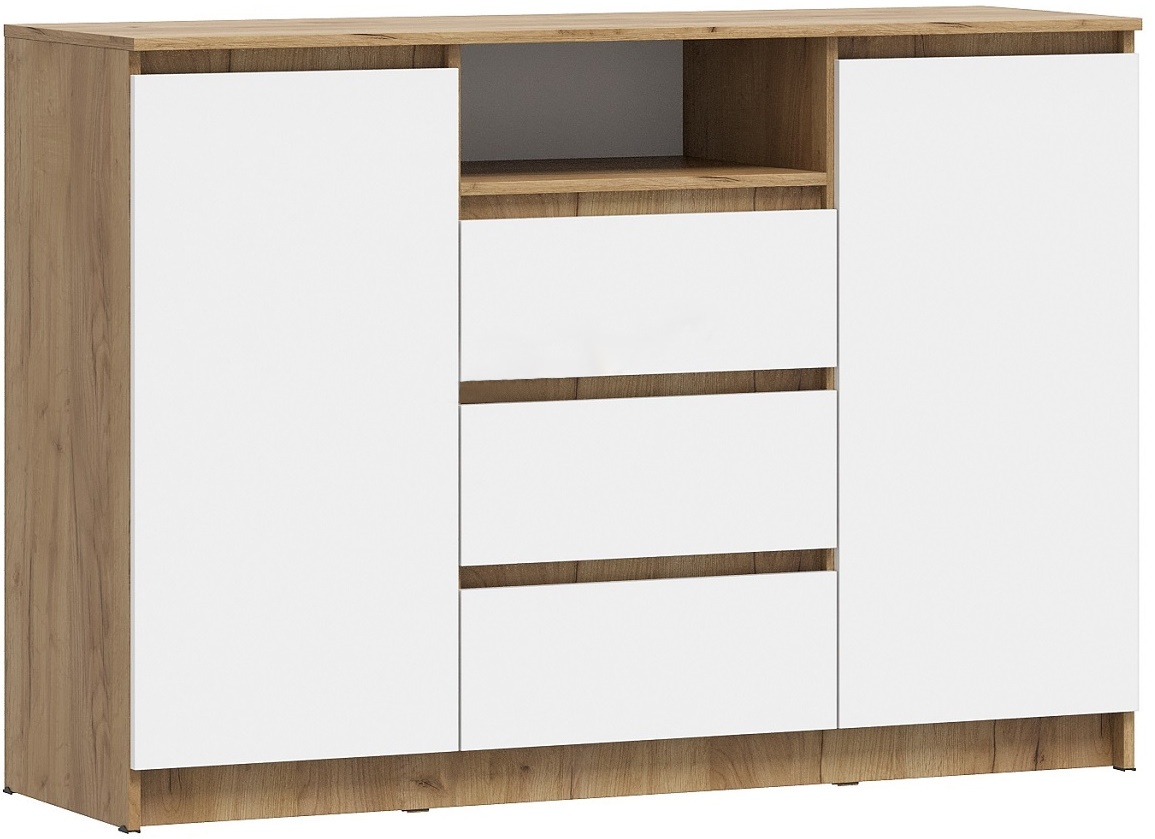 Comodă Стендмебель Lamia KM 061 Kraft Oak Gold/Diamant Alb