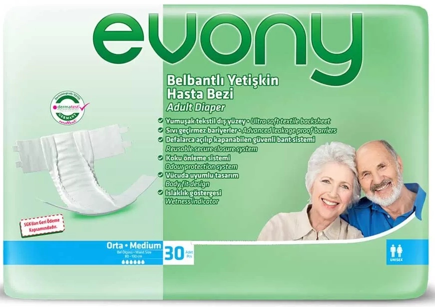 Подгузники для взрослых Evony Medium 30pcs.