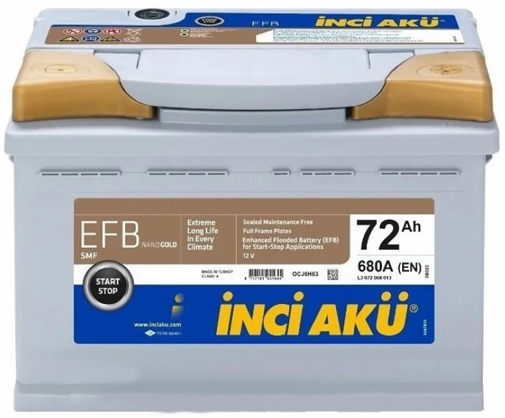 Acumulatoar auto Inci Aku Nanogold EFB (L3 072 068 013) 