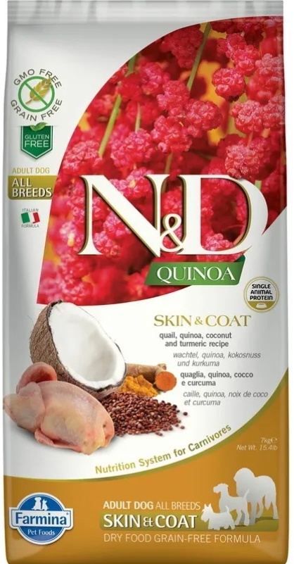 Hrană uscată pentru câini Farmina N&D Quinoa Skin & Coat Quail Adult 7kg