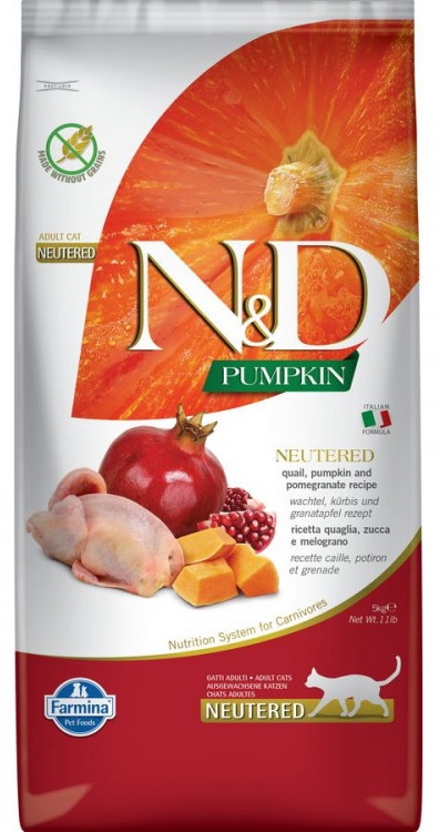 Hrană uscată pentru pisici Farmina N&D Quail Pumpkin & Pomegranate Neutered 1.5kg
