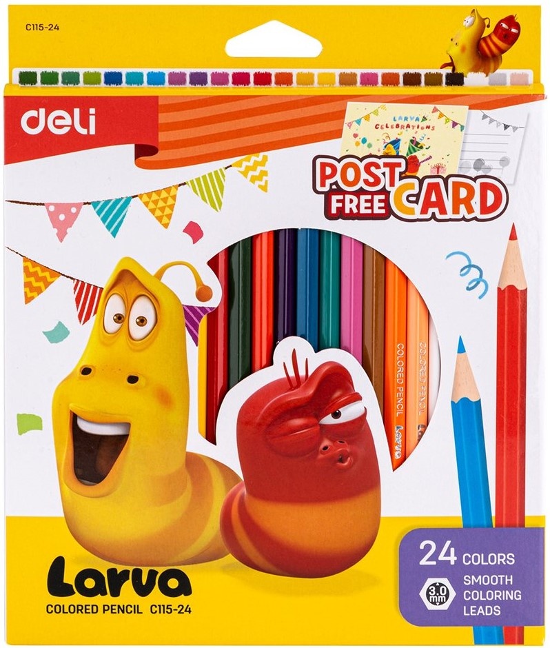 Creioane colorate Deli Larva 24pcs