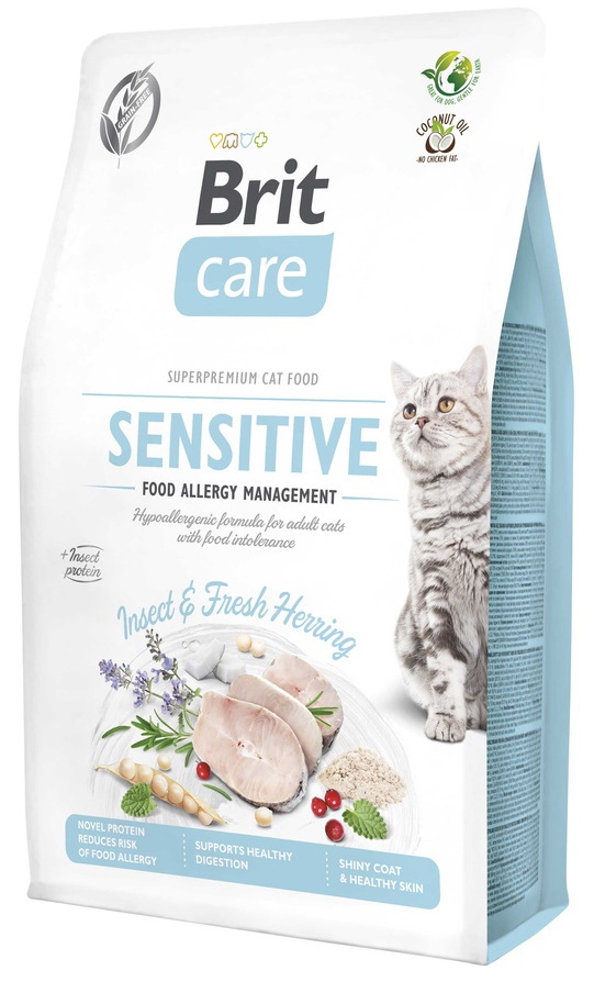 Hrană uscată pentru pisici Brit Care Grain Free Sensitive Food Allergy Management Insect & Fresh Herring 7kg