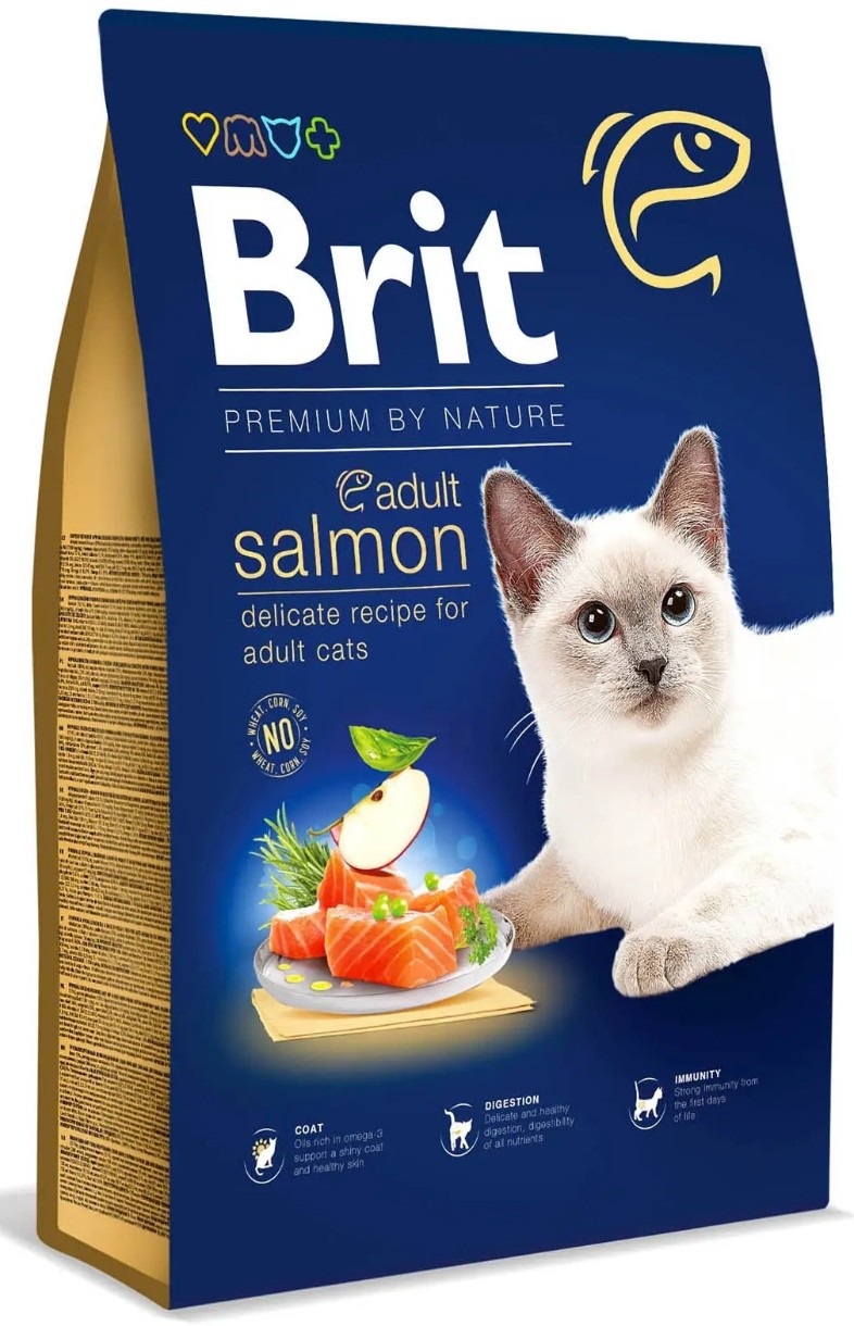 Hrană uscată pentru pisici Brit Premium by Nature Cat Adult Salmon 8kg