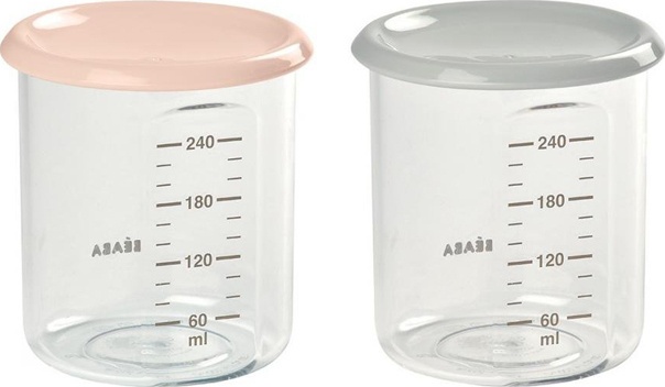 Set container Beaba 2pcs Tritan 240ml Pink\Gray (912715)