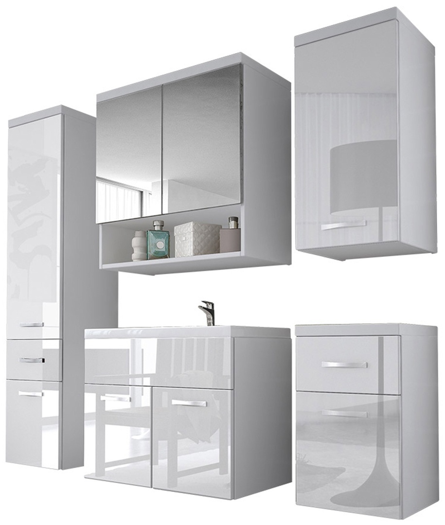 Set mobilier baie Mirjan24 Lumia/Bella II White/White Gloss