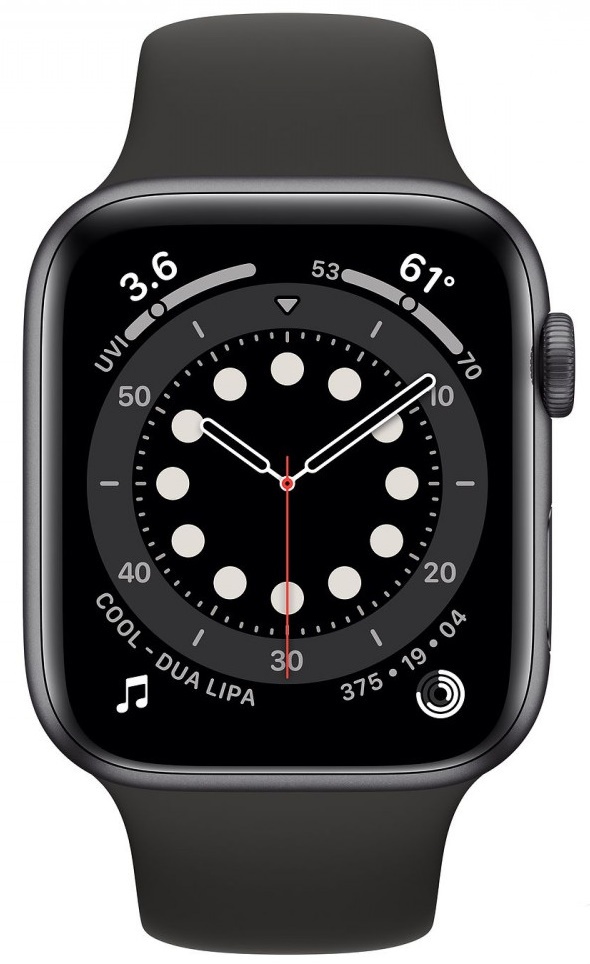 Смарт-часы Apple Watch Series 6 44mm Grey Aluminium Case with Sport Band Black (MG2E3)