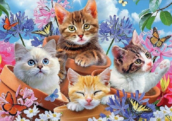 Puzzle Castorland 120 Midi Kittens with Flowers (B-13524)