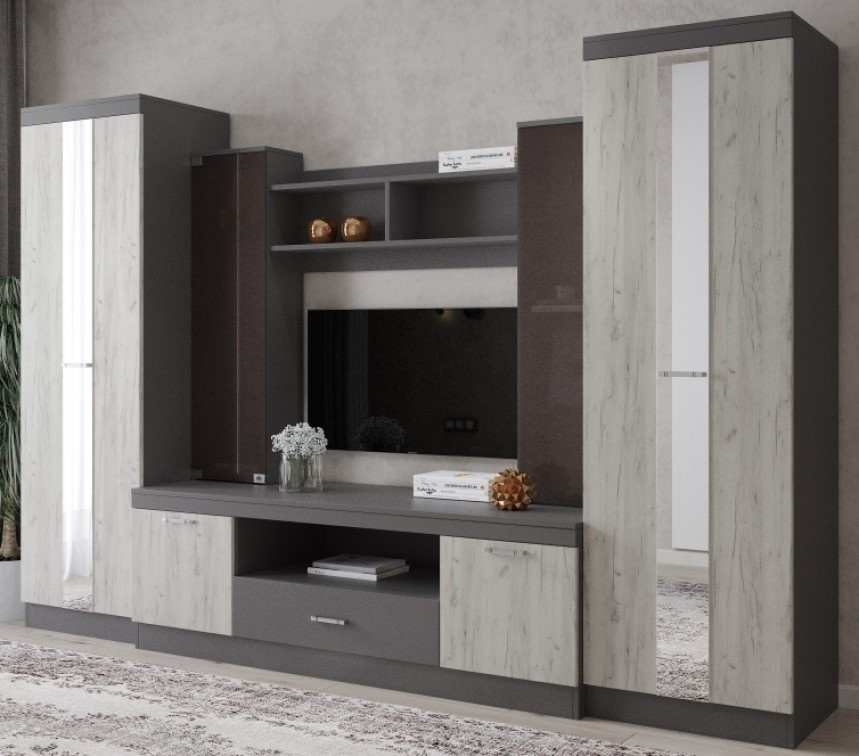Living ML-Mobila ML-6 Palermo 4/2900 Antracit/Stejar Craft Alb