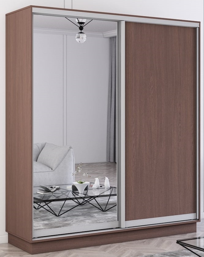 Dulap cu uşi glisante Mobildor-Lux Fox 180x220 (2226 Wenghe) Uși una PAL/Una oglinda