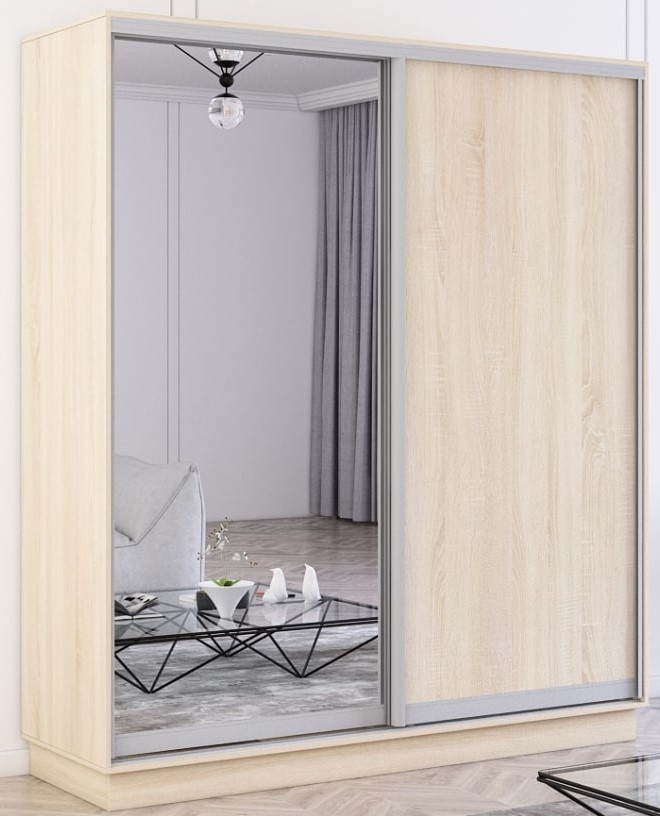 Шкаф-купе Mobildor-Lux Fox 180x220 (3025 Sonoma) Uși una PAL/Una oglinda