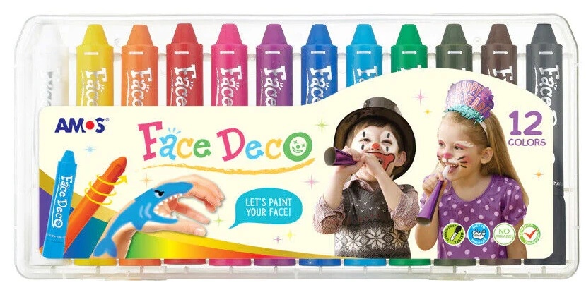 Creioane colorate pentru față Amos Face Deco 12 Colors (FD5PC12)