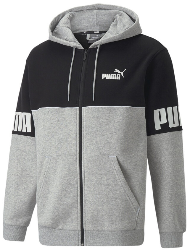 Мужская толстовка Puma Power Colorblock Full-Zip Hoodie Fl Light Gray Heather L