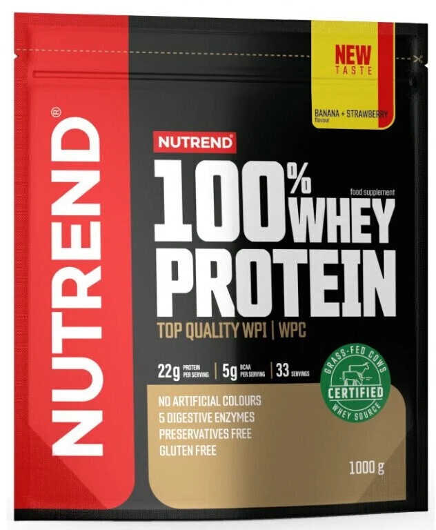 Proteină Nutrend 100% Whey Protein 1kg Banana/Strawberry