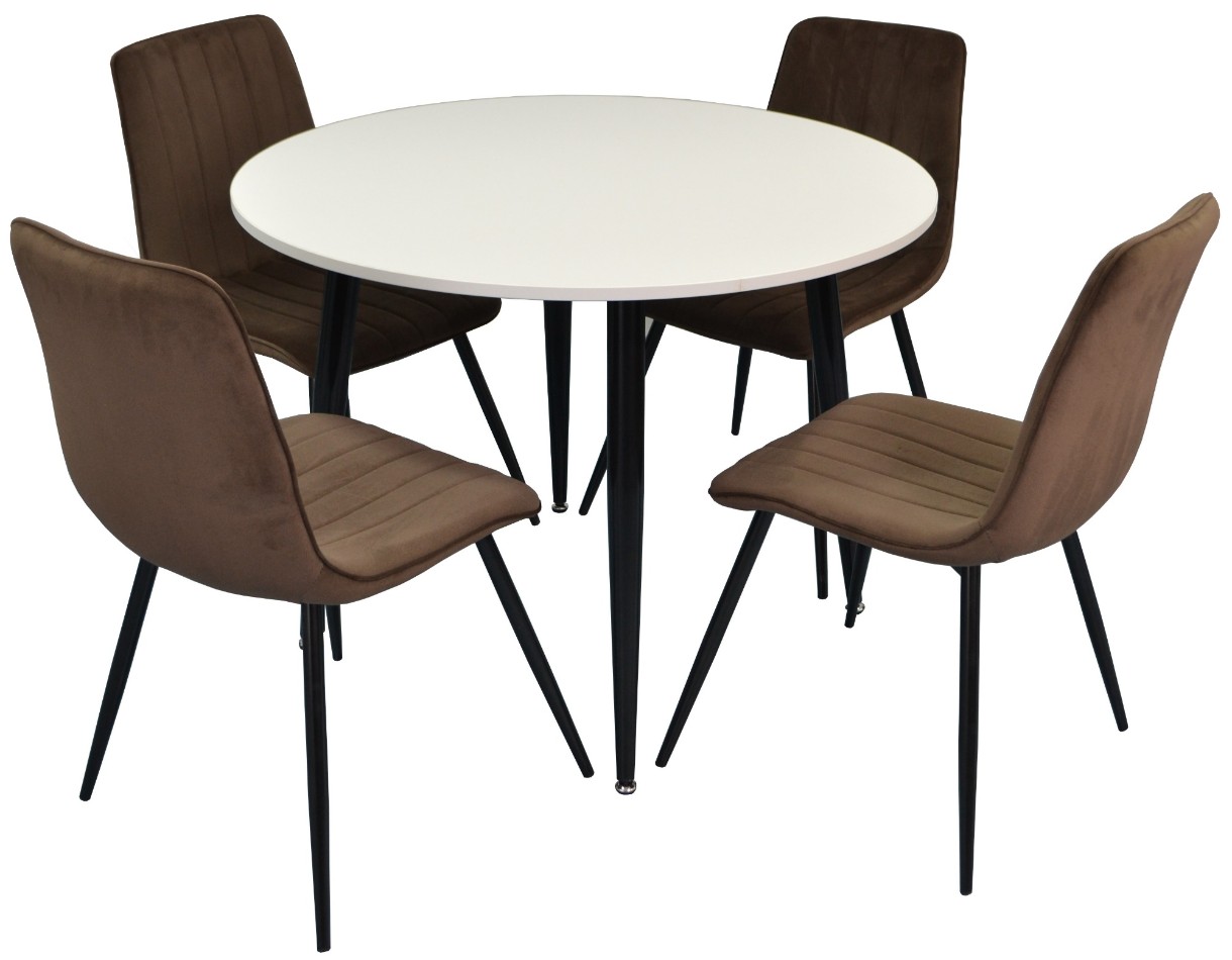 Set masă și scaune Evelin DT 402-3 + 4 XR-154B Brown 12 100cm Velur