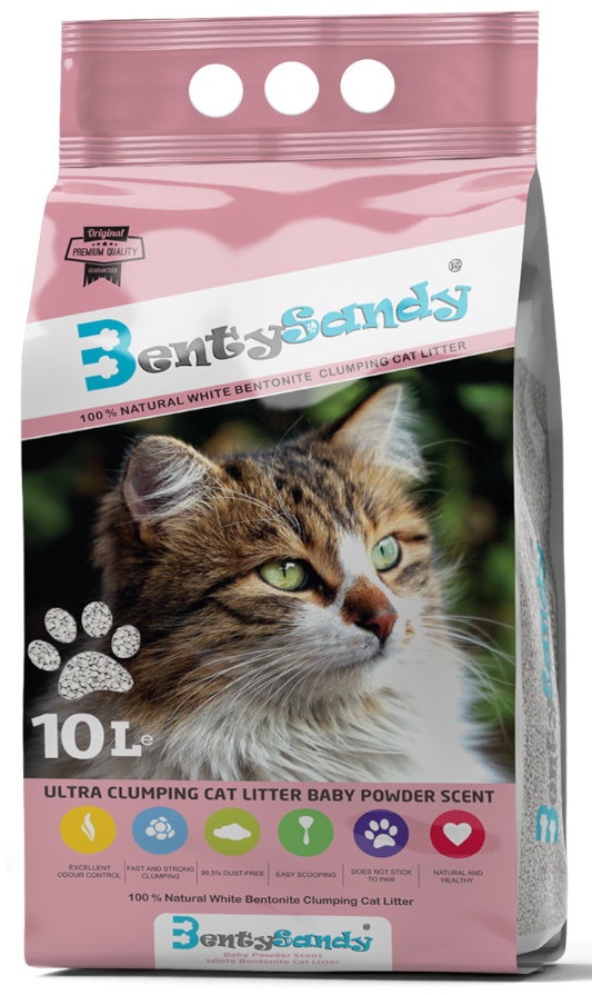 Asternut igienic pentru pisici Benty Sandy Baby Powder 10L