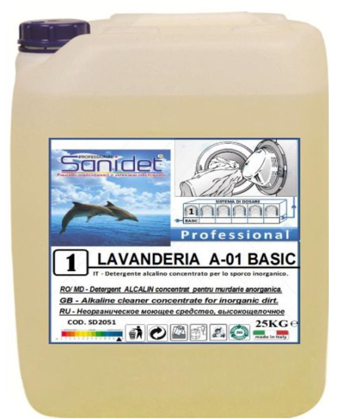 Профессиональное чистящее средство Sanidet Lavanderia A-01 Basic 25kg (SD2051S)