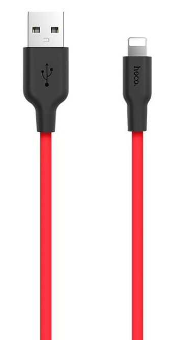 Cablu USB Hoco X21 Silicone Lightning Black/Red