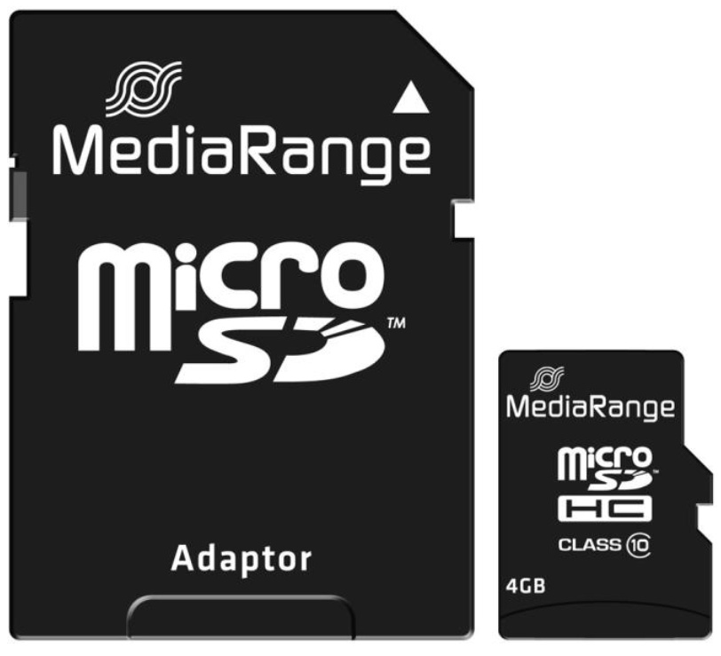 Карта памяти MediaRange microSDHC Class 10 + SD adapter 4Gb (MR956)