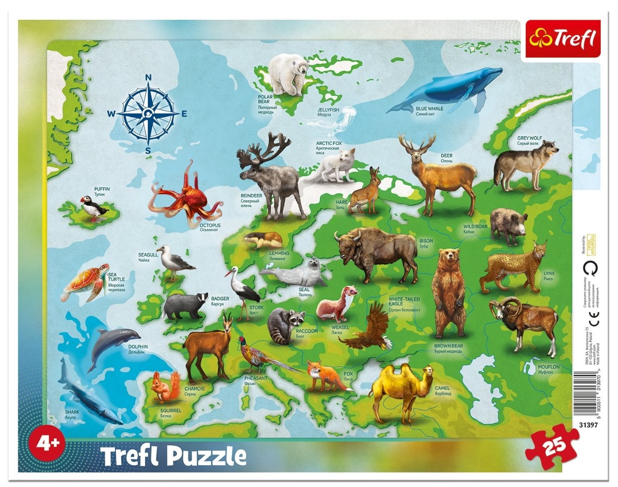 Пазл Trefl 25 Europe Map with Animals (31397)