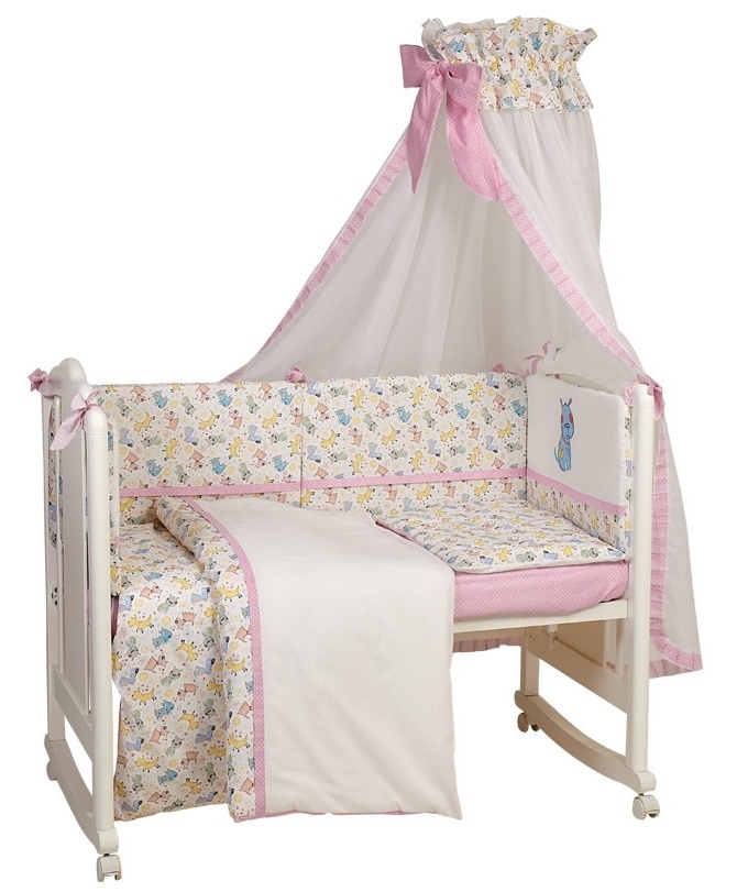 Детское постельное белье Polini Kids Собачки 7 120х60 Розовый