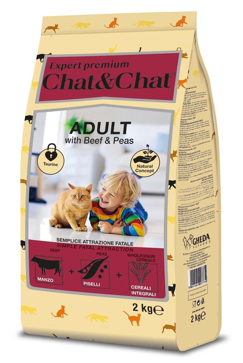 Сухой корм для кошек Gheda Chat & Chat Adult Beef & Peas 2kg
