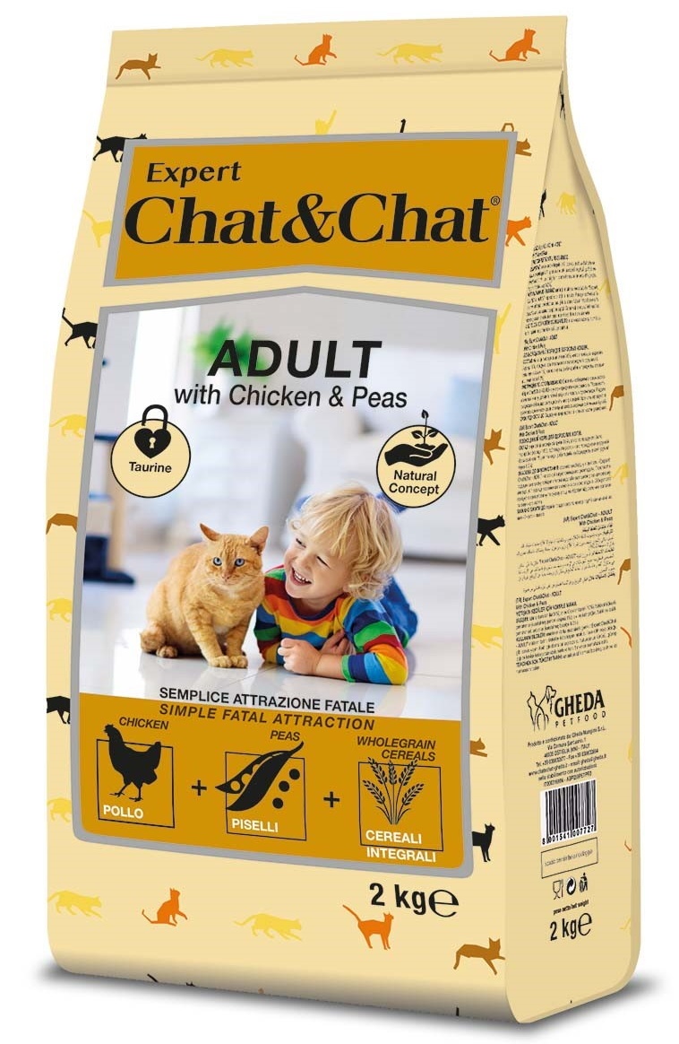 Hrană uscată pentru pisici Gheda Chat & Chat Adult Chicken & Peas 2kg