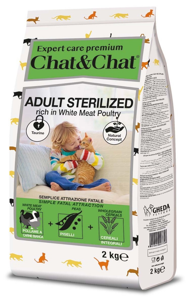 Сухой корм для кошек Gheda Chat & Chat Adult Sterilized White Meat Poulty 2kg