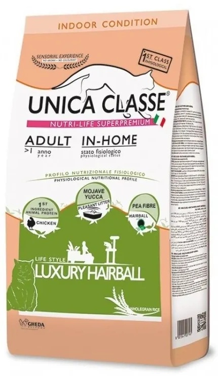 Hrană uscată pentru pisici Gheda Unica Classe Adult In-Home Luxury Hairball Chicken 10kg