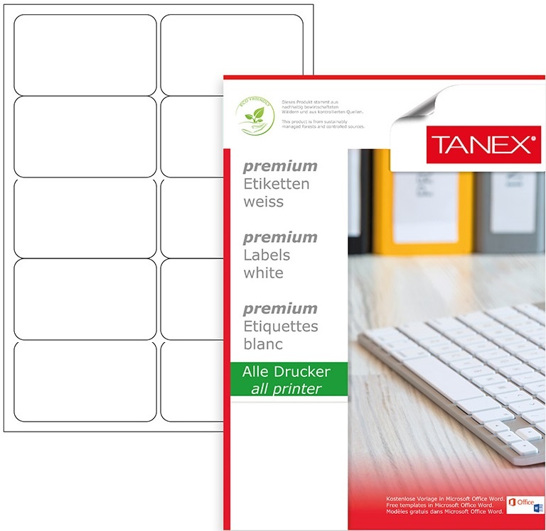 Самоклеящиеся этикетки для принтера Tanex A4/100p 10pcs (TN02010)