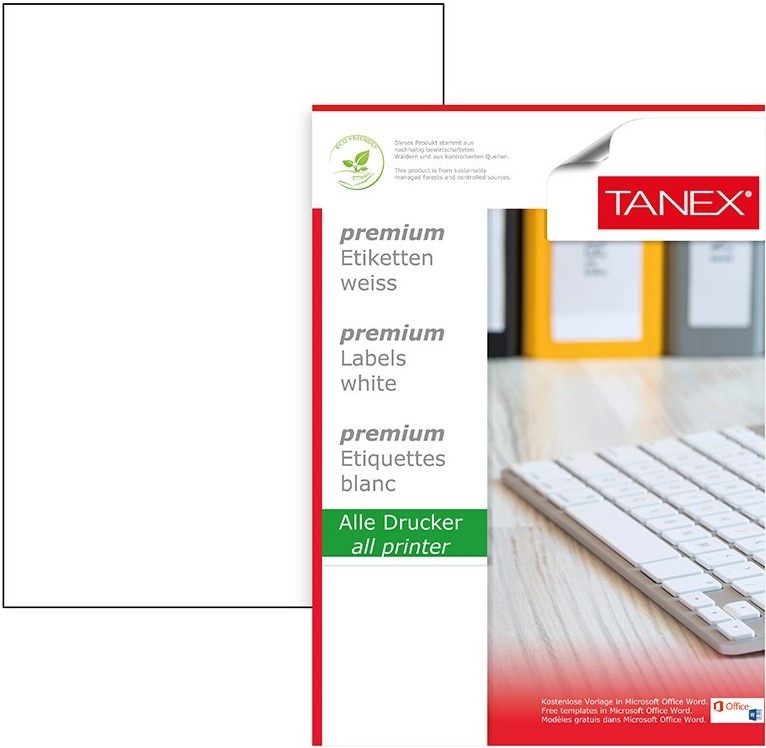 Самоклеящиеся этикетки для принтера Tanex A4/100p 1pcs (TN02000)