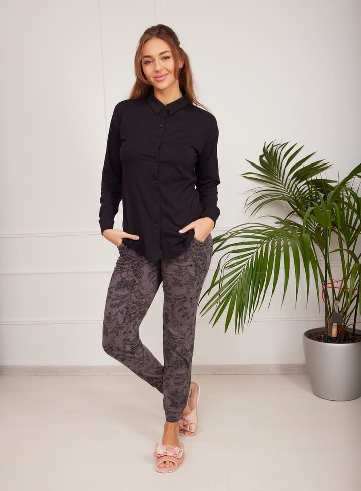 Пижама Ajoure T23567 Black Print Grey 3XL