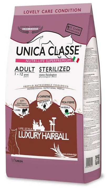 Hrană uscată pentru pisici Gheda Unica Classe Adult Sterilized Urinary Lamb 1.5kg