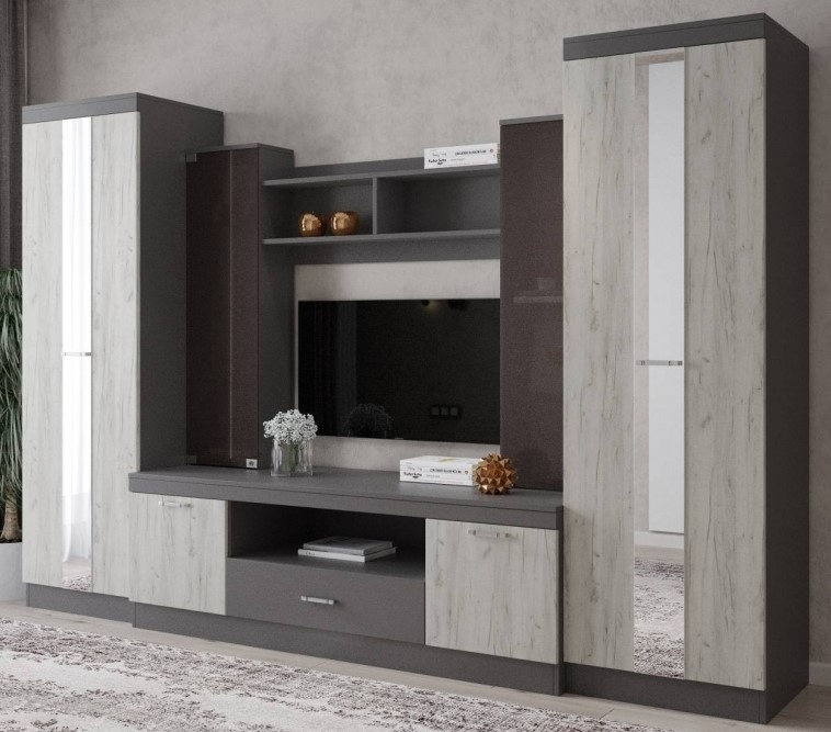 Living ML-Mobila ML-6 Var 2 Palermo 4/2900 Stejar Craft Alb/Antracit