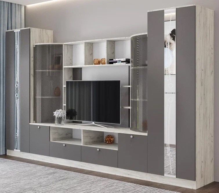 Living ML-Mobila ML-7 Palermo 3 3400 cu desen Stejar Craft Alb/Antracit