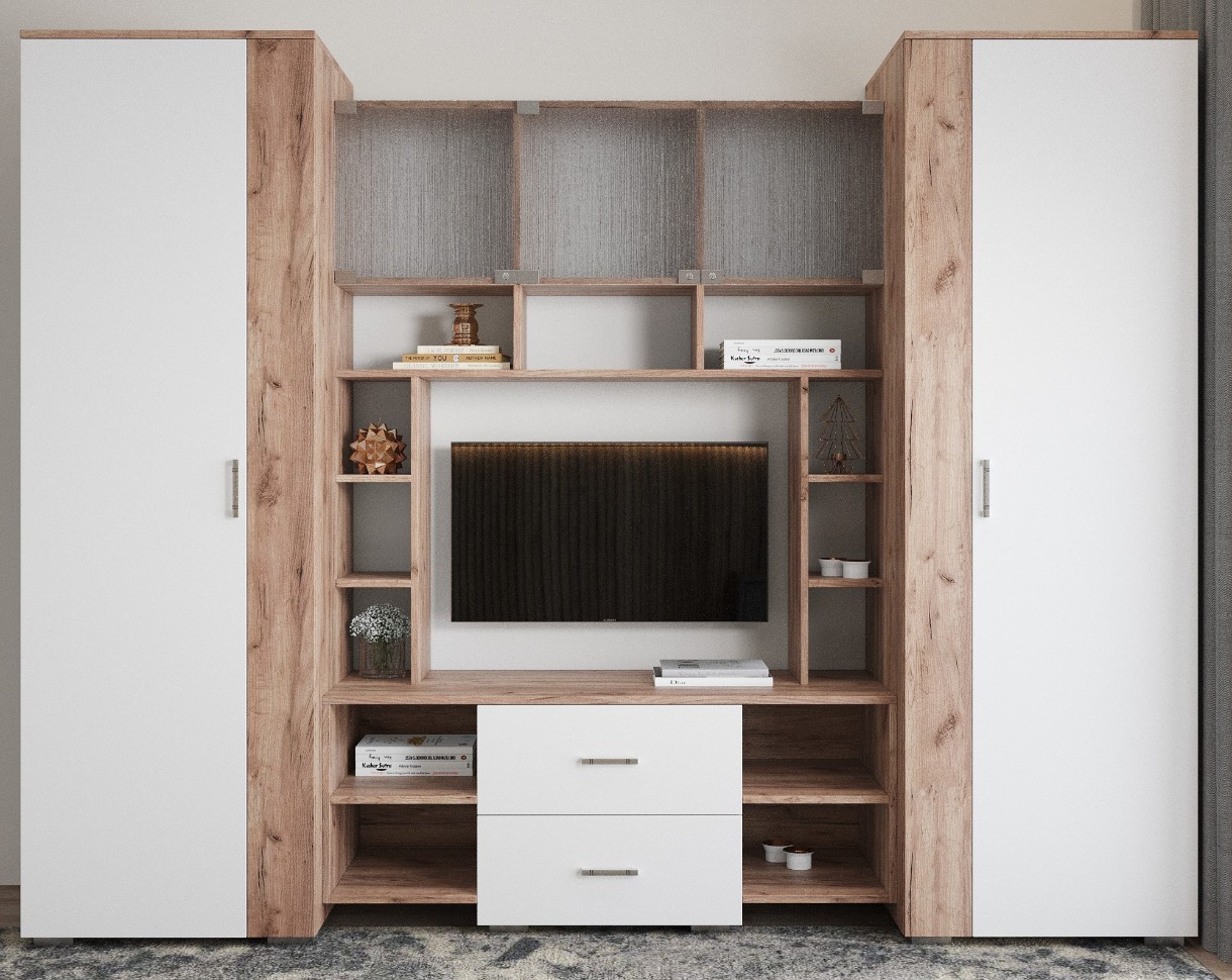 Living ML-Mobila ML-9 Modern 2600 Stejar Aur/Alb