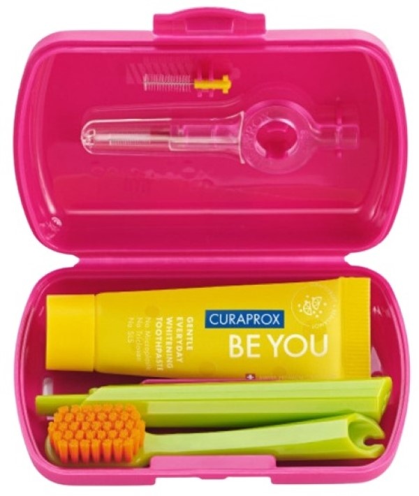 Set pentru călătorie Curaprox Travel Set Be You Fuchsia