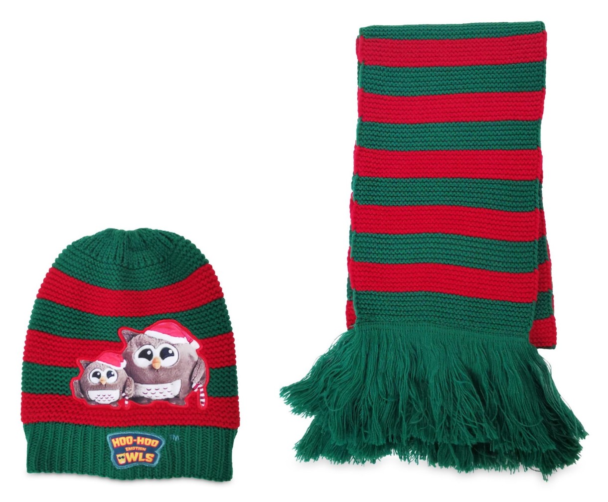 Set căciulă și eșarfă Dormeo Emotion Owl Hat & Scarf Set Red/Green