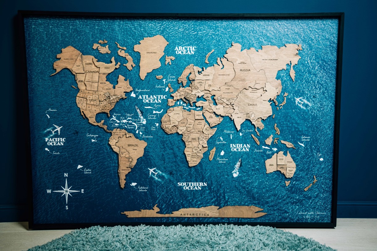 Harta lumii UberHaus 3D Panel Ocean Terra L 1400x970mm