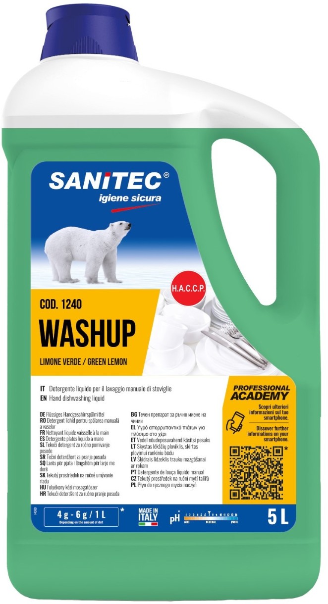 Средство для мытья посуды Sanitec Wash UP Limone Verde 5L (1240)