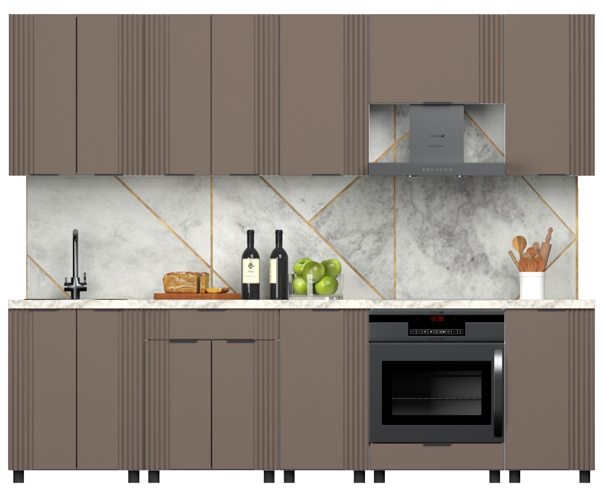 Кухонный гарнитур MDF Lux Latte Soft 2.6m