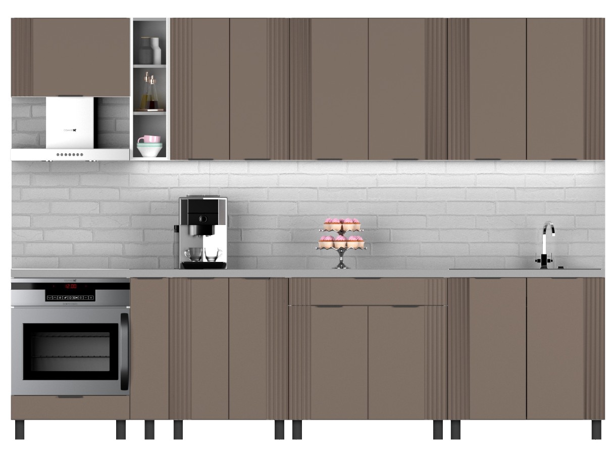 Кухонный гарнитур MDF Lux Latte Soft 3.0m