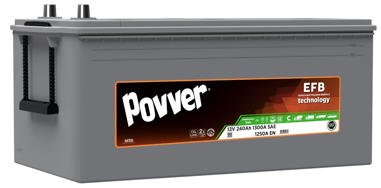 Автомобильный аккумулятор Povver 12V 240Ah 1300A (EFB.D6.240.125.B)