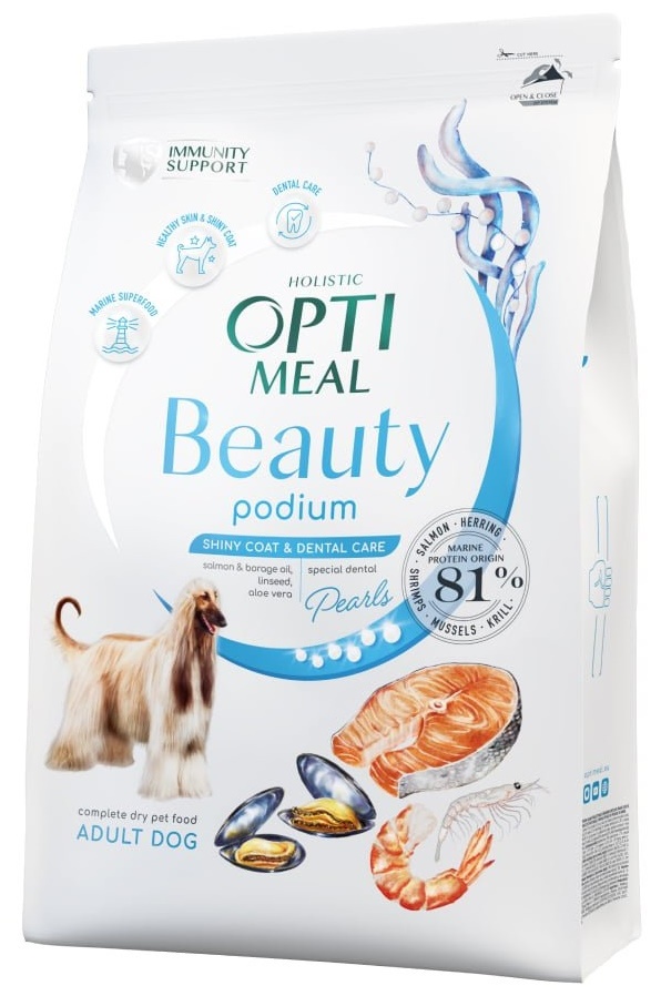 Hrană uscată pentru câini Optimeal Adult Dog Beauty Podium Seafood 4kg
