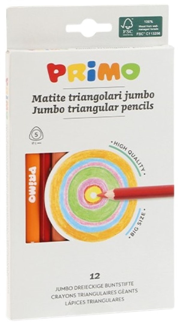 Creioane colorate Primo 12pcs (519MAXITRIS12E)