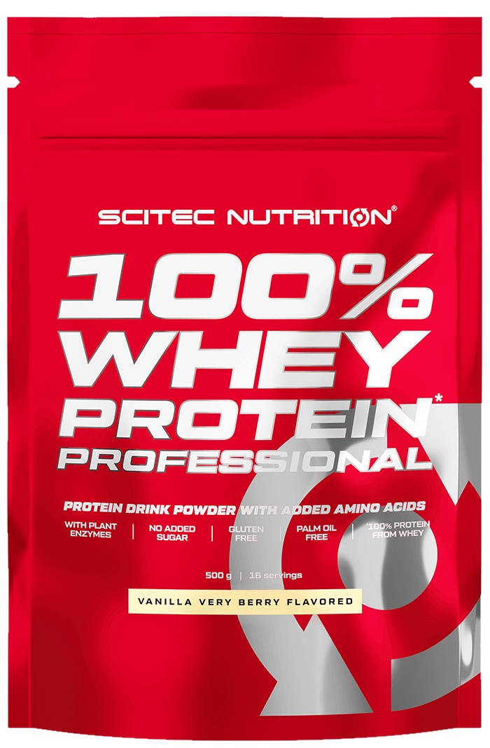 Proteină Scitec-nutrition 100% Whey Protein Professional 500g Vanilla Very Berry